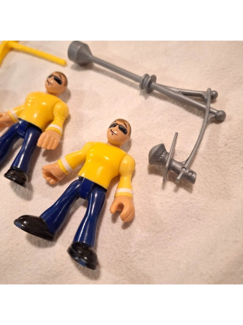 Imaginext City Rescue Construction Yellow 3 Figures Lot with Lamp Post Axe - Picture 10 of 15